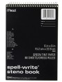 MEAD Spell-Write Steno Book, Gregg Ruled, 6 x 9 Inches, GREEN TINT PAPER, 80 Sheets 43080